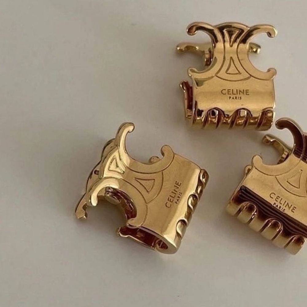 Celine Set of 3 Mini Triomphe Claws in Brass with Gold Finish and Steel - Picture 3 of 3